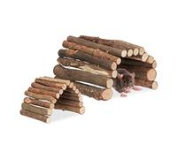 Relaxdays 2er Nagerbrücke aus Holz 2 Größen Set 2 Puentes Roedores Madera, Dos Tamaños, Accesorio Jaula Conejo, Rampas Hámster y Cobaya, Flexible, Natural, 17 x 28 cm