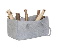 Relaxdays 2x Bolsas para leña de fieltro con asas gris