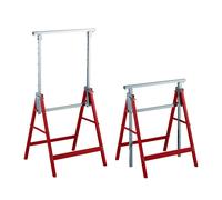 Relaxdays Caballete Plegable, Set de 2, Altura Ajustable 7 Niveles, Carga hasta 200 kg, Taller, Acero, Rojo y Plateado, 91,5 x 106 x 50 cm