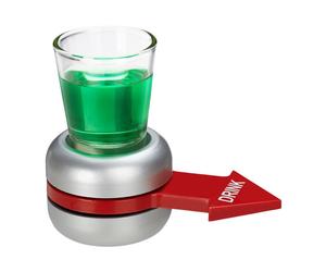 Relaxdays 2x juego de beber Spin Shot rojo,plata,transparente