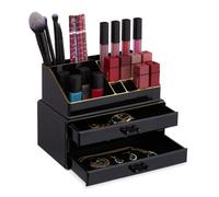 Relaxdays 2x Organizadores maquillaje pequeños oro,negro