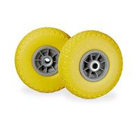 Relaxdays 2X Ruedas de Carretilla, Neumáticos de Goma, 3.00-4, Eje de 20mm, hasta 80 kg, 260x85 mm, Amarillo-Gris