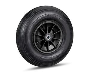 Relaxdays 2X Ruedas de Repuesto Carretillas, 4.00-6, Neumático de Goma, Tres adaptadores, Llanta de Plástico, Negro