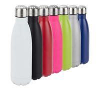 Relaxdays 3 botellas de acero inoxidable en blanco blanco,negro,plata