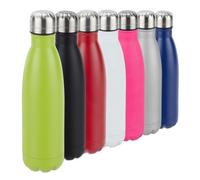 Relaxdays 3 botellas de acero inoxidable en verde verde,negro,plata