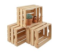 Relaxdays 3 Cajas de Madera Vintage, 25x40x30 cm, Color Natural | Almacenamiento, decoración, caja para guardar fruta, madera