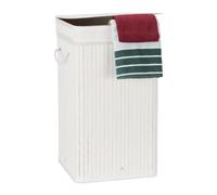 Relaxdays 3 cestos ropa sucia cuadrados de bambú blanco