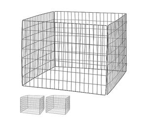 Relaxdays 3 Compostadores Jardín, Compostera Malla Metal, Jaula Compostaje Hojas 560 l, 70 x 90 x 90 cm, Acero, Negro