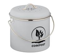 Relaxdays 3 Compostera Cocina 3,5 L con Tapa y 2 Filtros Carbón Activo, Cubo Compostaje Basura Orgánica, Metálica, Gris