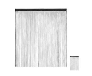 Relaxdays 3 Cortinas negras flecos para ventana negro