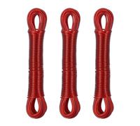 Relaxdays 3 cuerdas tendedero 20 m acero y PVC rojo