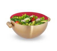 Relaxdays 3 Ensaladeras acero con asas Ø 24,5 cm rojo oscuro,oro