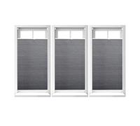 Relaxdays 3 Estores Enrollables sin Taladrar, Plisados, Translúcidos, Cortinas Oscurecedoras Ventana sin Obra, 60 x 130 cm, Gris