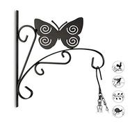 Relaxdays 3 Ganchos para Macetas, Diseño Mariposa, Gancho de Pared para Cestos, Decoración de Jardín, Metal, 30 x 28 x 2 cm, Negro
