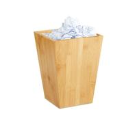 Relaxdays 3 Papeleras de bambú con diseño cuadrado marrón claro