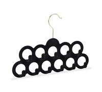 Relaxdays 3 perchas pañuelos de terciopelo negro oro,negro