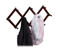 Relaxdays 3 percheros pared extensibles marrones marrón oscuro