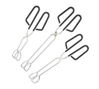 Relaxdays 3 Pinzas para Barbacoa, Tenazas Parrilleras, Mango Engomado, Cocina, Acero INOX., 24, 29 y 33 cm, Plata/Negro