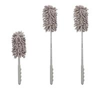 Relaxdays Juego 3 Plumeros Telescópicos, Limpiadores de Polvo Lavables, Atrapapolvo Hogar y Coche, Extensibles 28-77 cm, Gris, Poliéster