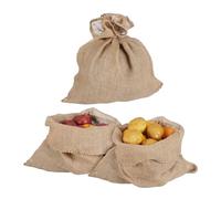 Relaxdays 3 Sacos de Yute, Bolsas para Almacenaje de Plantas en Invierno, para Patatas, Frutos Secos, 55x50cm, Natural