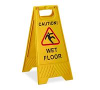 Relaxdays 3 x Carteles suelo mojado en inglés amarillo,rojo,negro