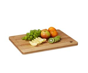 Relaxdays 3 x Tabla de cortar cocina de bambú marrón claro