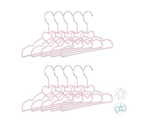 Relaxdays 30 perchas de bebé diseño corazón rosa rosa,plata