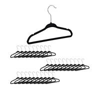 Relaxdays 30 Perchas Infantiles de Terciopelo, Bebés y Niños, Antideslizantes, con Barra, 18 x 28 x 0,5 cm, Negro, 18 x 28 x,5 cm