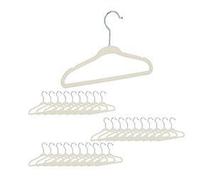 Relaxdays 30 Perchas Infantiles de Terciopelo, Bebés y Niños, Antideslizantes, con Barra, 18 x 28 x 0,5 cm, color crema, 18 x 28 x,5 cm