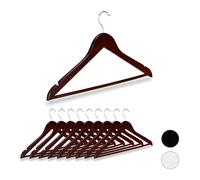 Relaxdays 30 x Perchas ropa de madera en marrón marrón,plata