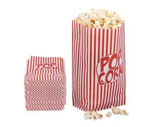 Relaxdays 300 bolsas de palomitas, a rayas, diseño retro, cine, accesorios para noches de cine, papel, rojo/blanco, en set