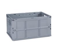 Relaxdays, 31.5 x 58.5 x 40 cm Caja de Almacenaje Plegable 60 L, Plástico, Gris, 31,5 x 58,5 x 40 cm