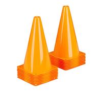 Relaxdays 32 x Pylonen, Fußball, Hundetraining, Pferdesport, Markierungskegel 23 cm, Verkehrshütchen Kinder, Leitkegel, Orange