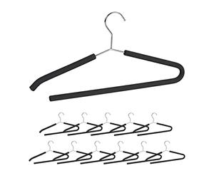 Relaxdays 36 Perchas Ropa Antideslizantes, para Trajes, Pantalones, Metal y Goma Eva, 42,5 cm de Ancho, Negro