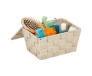 Relaxdays 3x Cestas de almacenaje con tapa beige beige