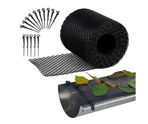 Relaxdays 3x protectores de canalones, 6 m negro