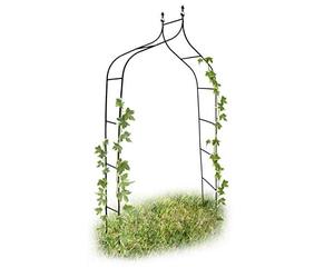Relaxdays 4 Arcos Jardín Metal, para Plantas, 240cm, Punta con Flor de lis y Esferas, Puertas Enredaderas, Trepadoras, Verde