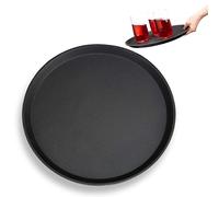 Relaxdays 4 Bandejas Camarero Antideslizantes para Bar y Restaurante, Plástico, Negro, Ø 35 cm