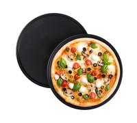 Juego de 4 Bandejas Pizza Horno Redondas y Antiadherentes, Acero al Carbono, Gris, ∅ 32 cm