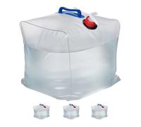 Relaxdays 4 bidones plegables 20 litros con grifo azul,rojo,transparente
