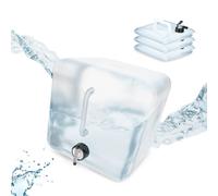 Relaxdays Pack 4 Bidones Plegables, Garrafas Agua Cuadradas, Grifo y Asa, Volumen 15 L, sin BPA, Transparente y Negro