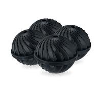 Relaxdays 4 Bolas Lavandería Ecológica, 1000 Programas Lavado, sin Detergentes, para Lavadora, Pieles Sensibles, Negro, 9 x 10,5 cm