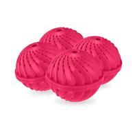 Relaxdays 4 Bolas Lavandería Ecológica, 1000 Programas Lavado, sin Detergentes, para Lavadora, Pieles Sensibles, Fucsia, Cerámica, 9 x 10,5 cm