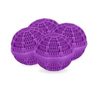 Relaxdays 4 Bolas Lavandería Ecológicas, para Lavadora, hasta 1000 Lavados, sin Detergentes, Piel Sensible, Violeta, 9 x 10,5 cm