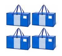 Relaxdays 4 Bolsas de mudanza, 100 l c/u, Cierre perimetral, Azul