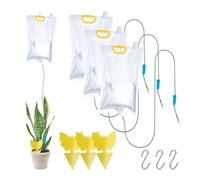 Relaxdays Bolsas de Riego con Pegatinas Amarillas, Set de 4, Infusión para Plantas 3,5 L, Sistema Regado, Multicolor, Plástico, Papel