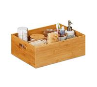 Relaxdays 4 Cajas de Almacenaje, Bambú, Estable, Abierta, Almacenamiento, Organizador sin Tapa, Baño, Cocina, 14x40x30 cm, Natural