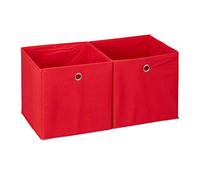 4 cajas de almacenamiento de tela cuadradas para estantería, caja de tela en forma de cubo, 30 x 30 x 30 cm, color rojo