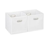 Relaxdays 4 cajas de tela blancas para almacenar blanco,plata