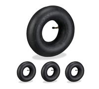 Relaxdays 4 Cámaras para Ruedas de Carretilla 3.50-4", Neumáticos de Repuesto Carro de Jardín, Válvula, Goma, Negro, Caucho, 3.00-4"